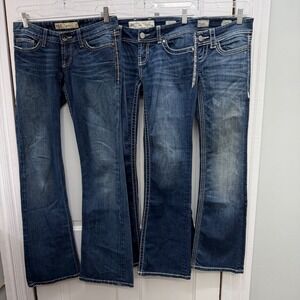 3 Pair BKE Stella Stretch Thick Stitch Bootcut Denim Jeans Womens 26 R Bundle